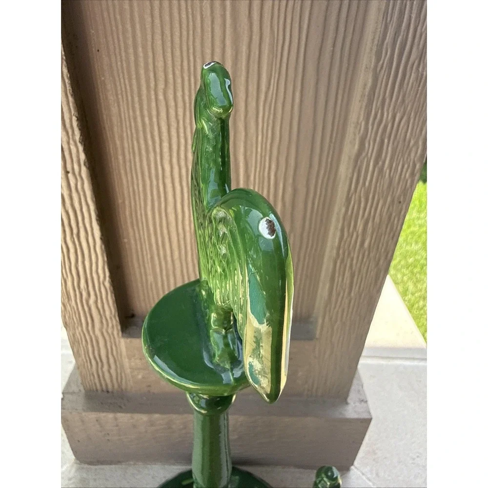VTG Cast Iron GREEN ROOSTER Paper Towel Holder 15